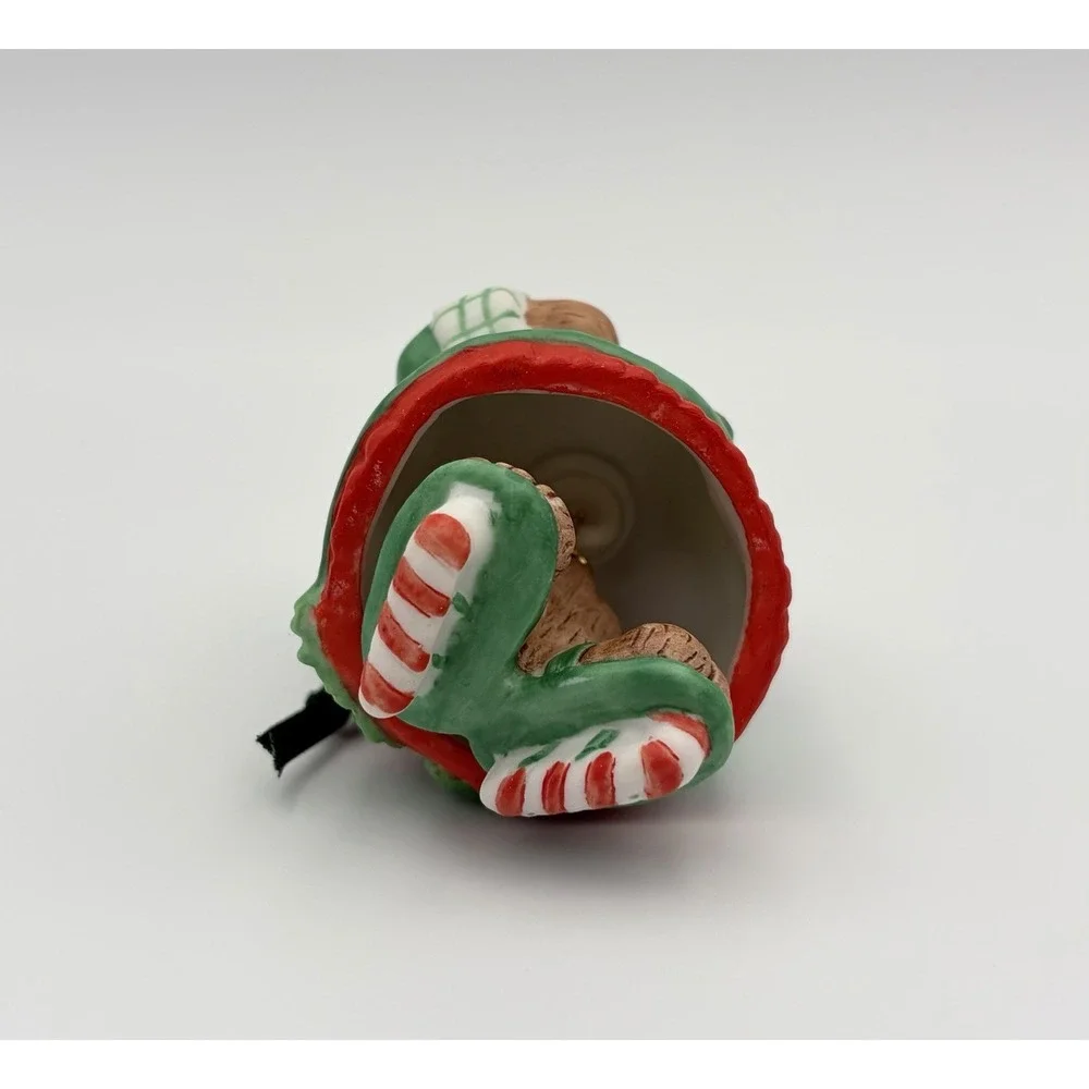 2001 Hallmark Keepsake Ornament Skating Sugar Bear Bell Porcelain QX6005 Vintage